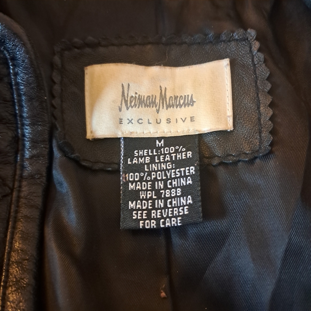 Neiman Marcus Exclusive Leather Jacket Women's Medium M Black Quilted Retro - Picture 8 of 12